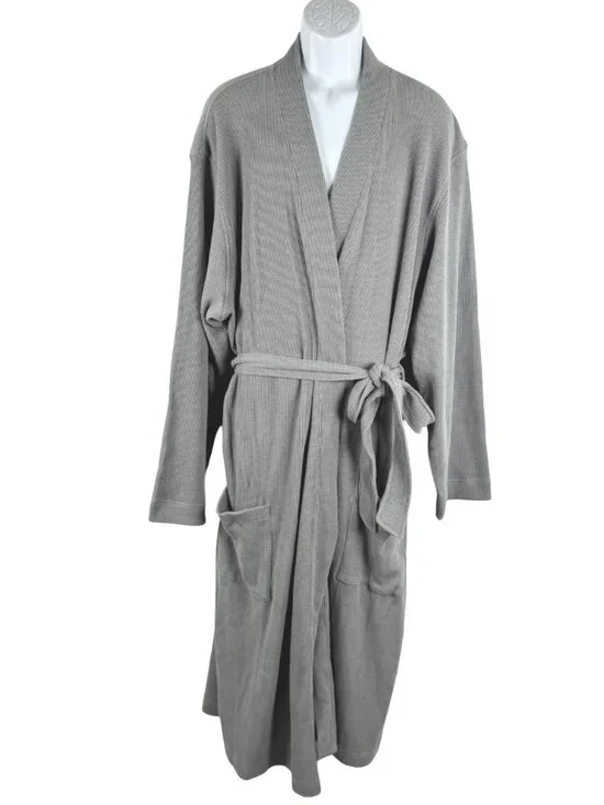 L.L. Bean Comfort Waffle Robe Mens 3XL Gray Loungewear Cotton Blend NWT CJ-2351 - Picture 1 of 10